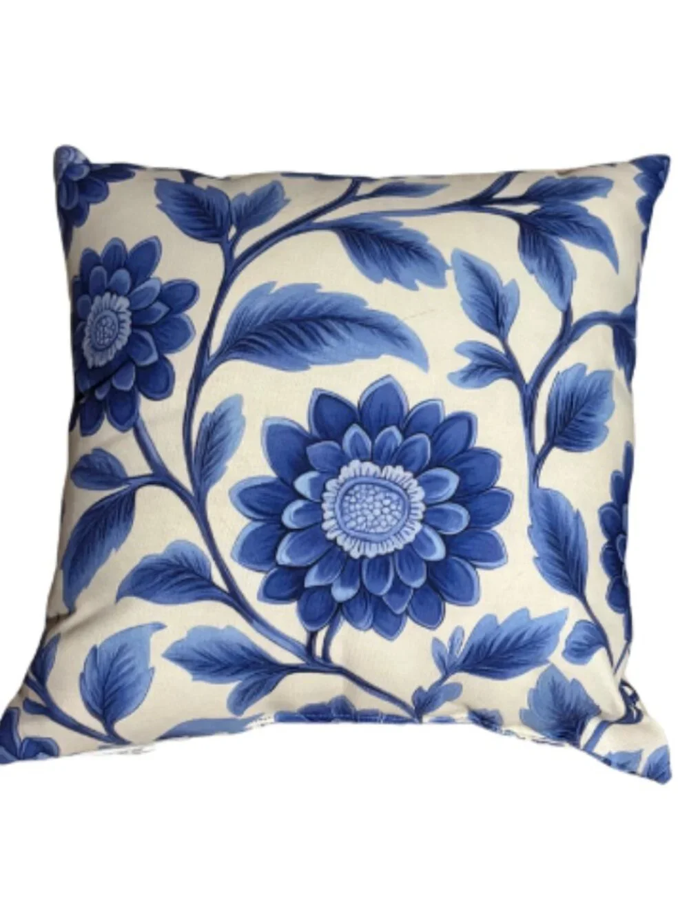 Set 2 Blue Floral Outdoor Pillows 16x16 Farmhouse French Country Decor